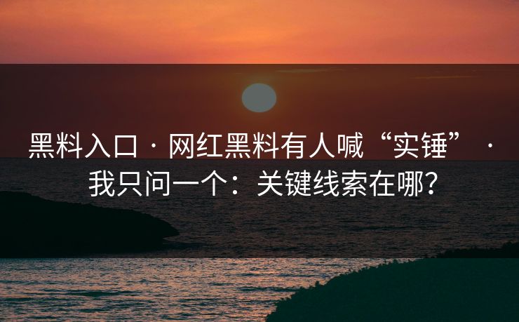 黑料入口 · 网红黑料有人喊“实锤” · 我只问一个：关键线索在哪？