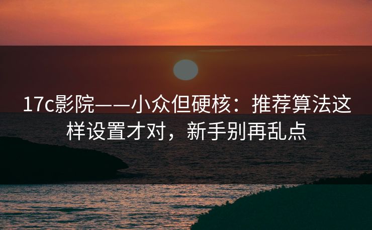 17c影院——小众但硬核：推荐算法这样设置才对，新手别再乱点