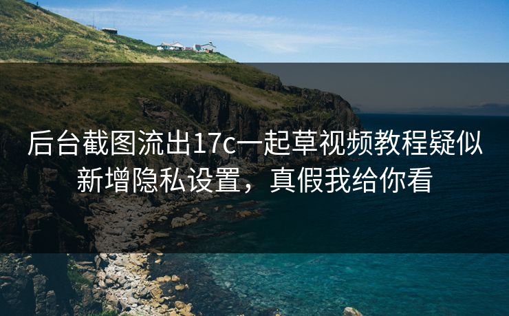 后台截图流出17c一起草视频教程疑似新增隐私设置，真假我给你看
