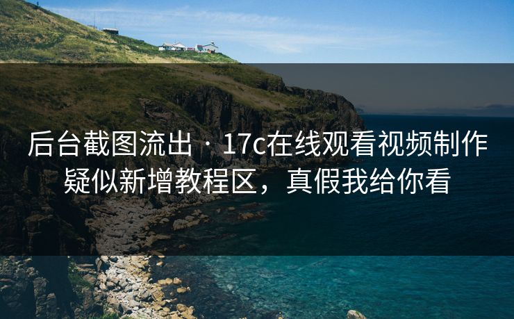 后台截图流出 · 17c在线观看视频制作疑似新增教程区，真假我给你看